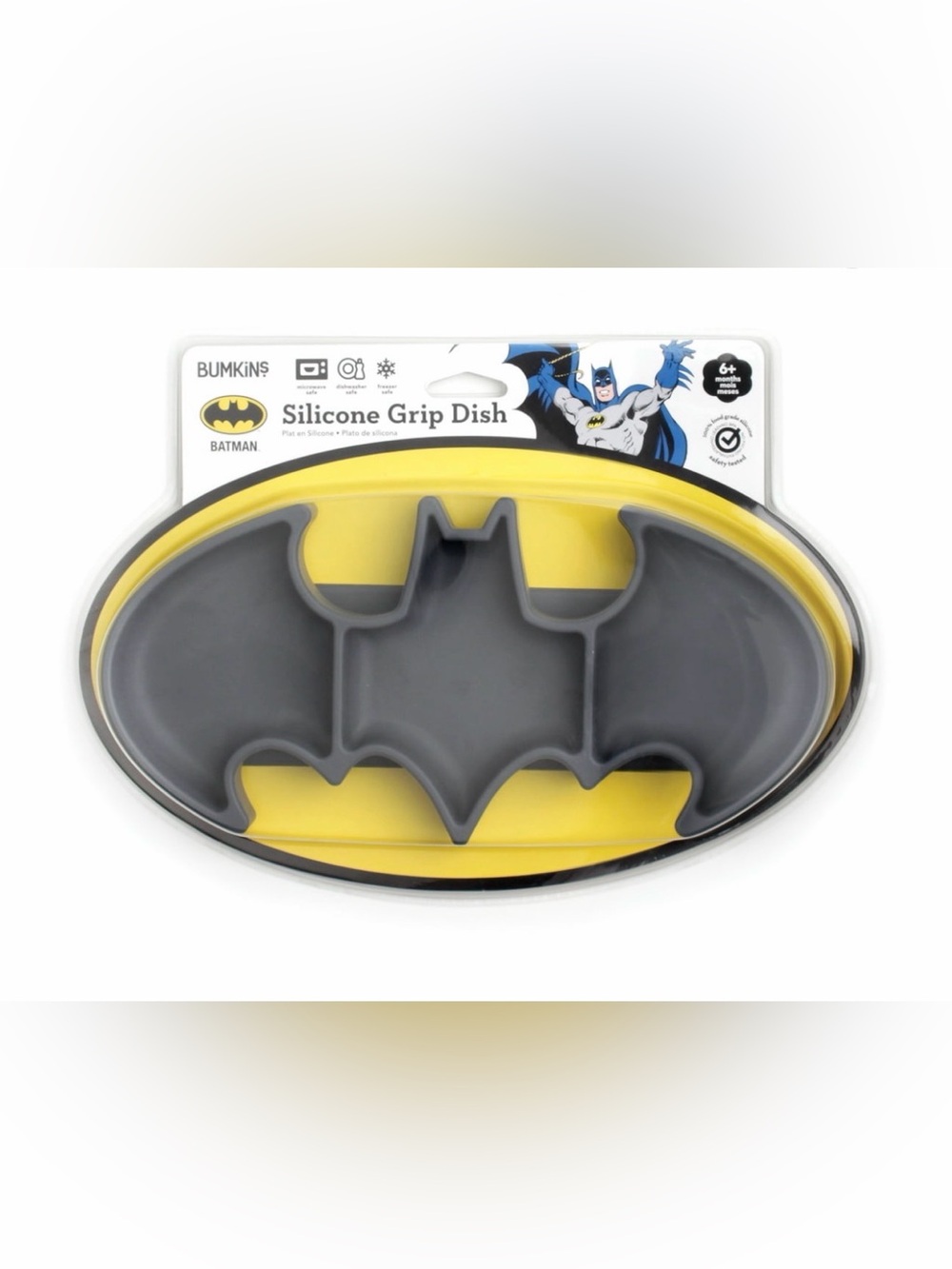 Bumkins Batman Silicone Grip Dish Suction Plate Divided Plate Baby Toddler Plate